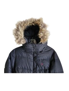 Crew Clothing Co. Women Black Down Puffer Coat Size L Detachable Faux Fur Hood
